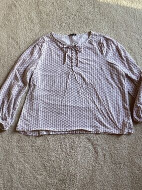 J. Crew Lavender Printed Tie-Neck Blouse